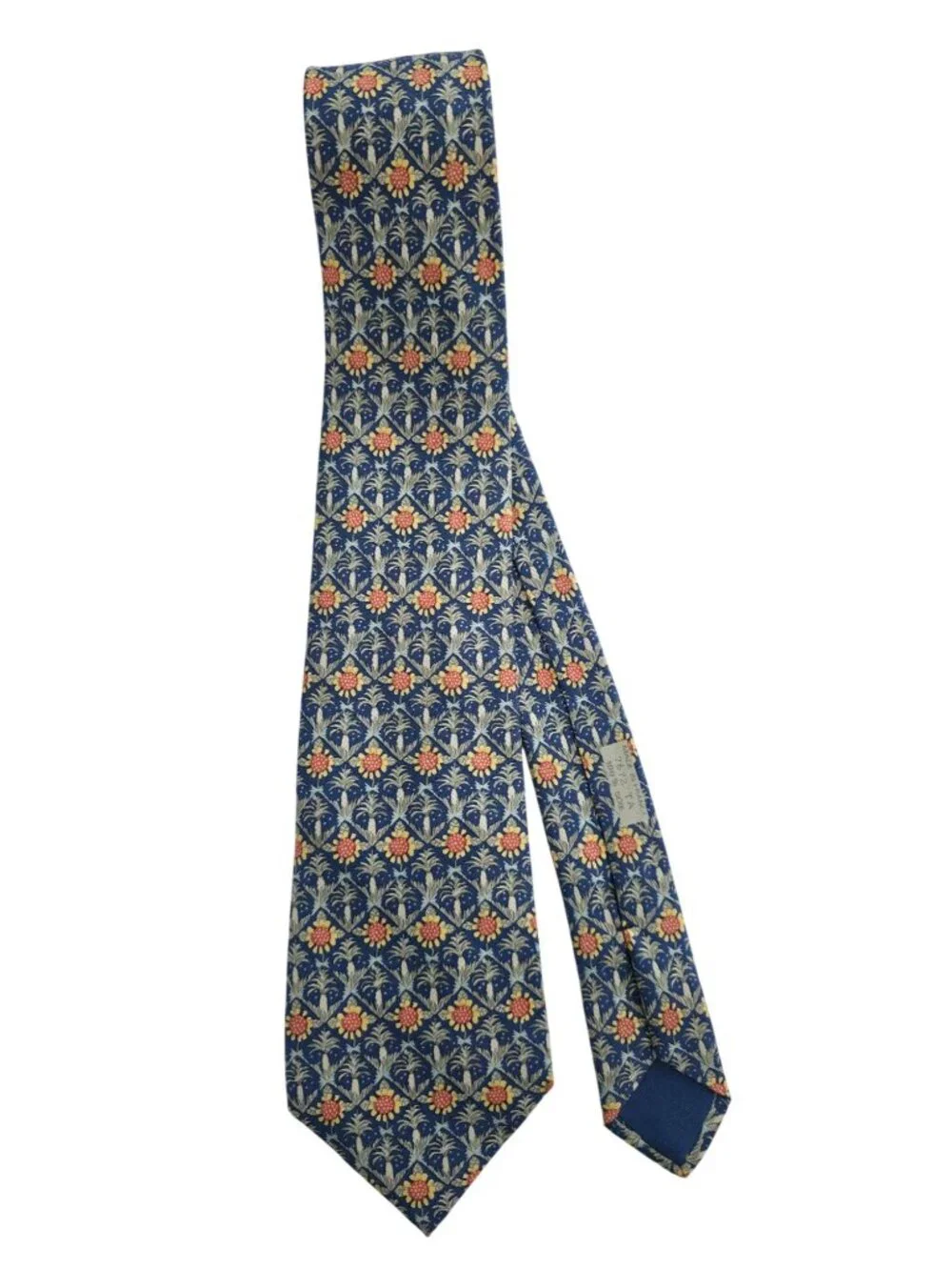 Hermès Paris PALM & SUNFLOWERS 100% Silk Geometric Tie Made In France - 7672 TA - Picture 1 of 6